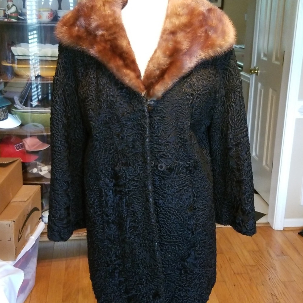 Vintage Black Lamb and Mink Coat